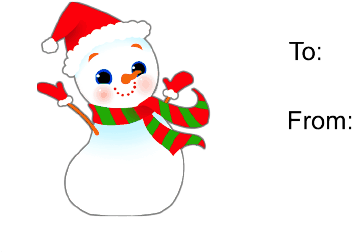 This Gift Tag Features A Grinning Snowman With A Red - Cartoon (501x286)