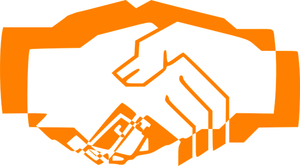 Handshake Orange Hand Shake Trust Greeting - Handshake Clipart Orange (612x340)