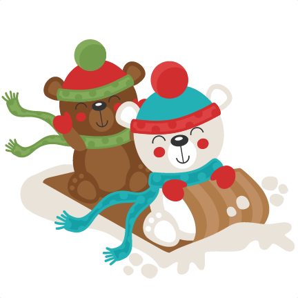 Christmas Polar Bear Sledding Svg Scrapbook Cut File - Winter Polar Bear Clipart (432x432)