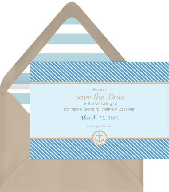 Anchor And Stripes Save The Date In Blue - Envelope (550x625)