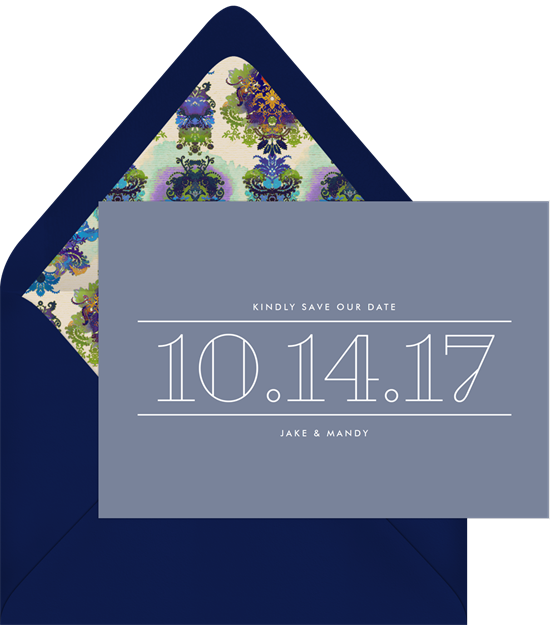Colorful Save The Date In Blue - Envelope (550x625)