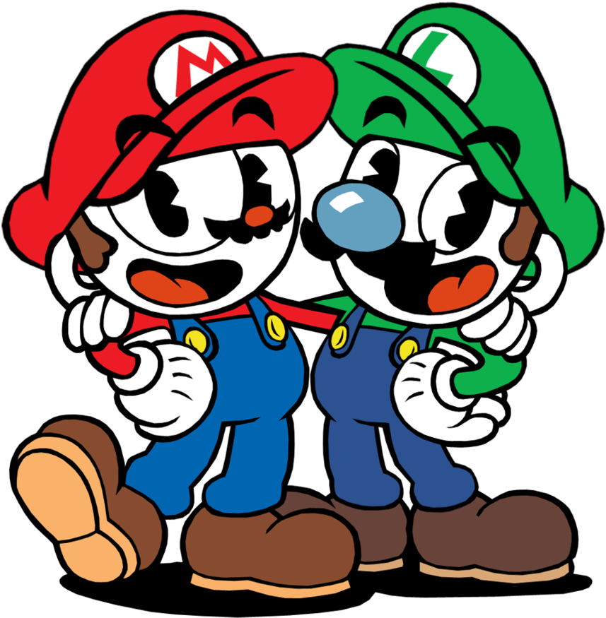 Cuphead And Mugman By Twin-gamer - Cuphead And Mugman Mario And Luigi (894x894)