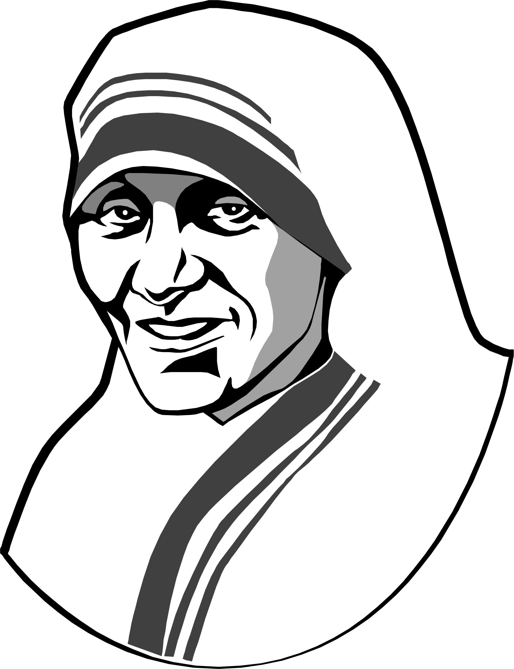 Clipart - Mother Teresa Clipart (1754x2282)
