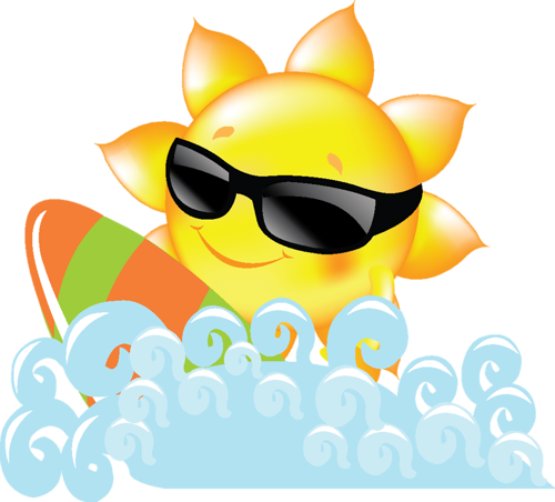 Illustration Of Sun With Surf Boards, Vector Illustration - Illustration Of Sun With Surf Boards, Vector Illustration (500x452)