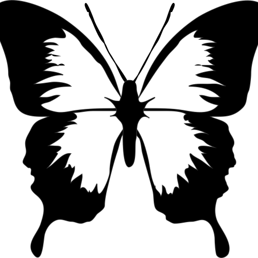 Cropped Butterfly Clip Art Black And White Nteeb9gta - Butterfly Clip Art (512x512)