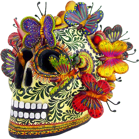 Alfonso Castillo Skull <> Izucar De Matamoros Multicolored - Day Of The Dead Skulls Artwork (500x499)