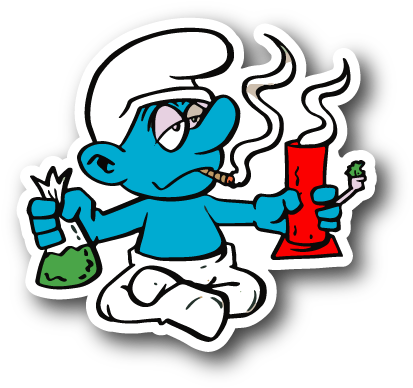 Blue Cartoon Hitting A Bong Sticker - Cartoon Weed Stickers (600x600)