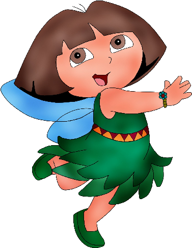 Dora Dressed As Angel Wearing Green Dress - Green (500x500)