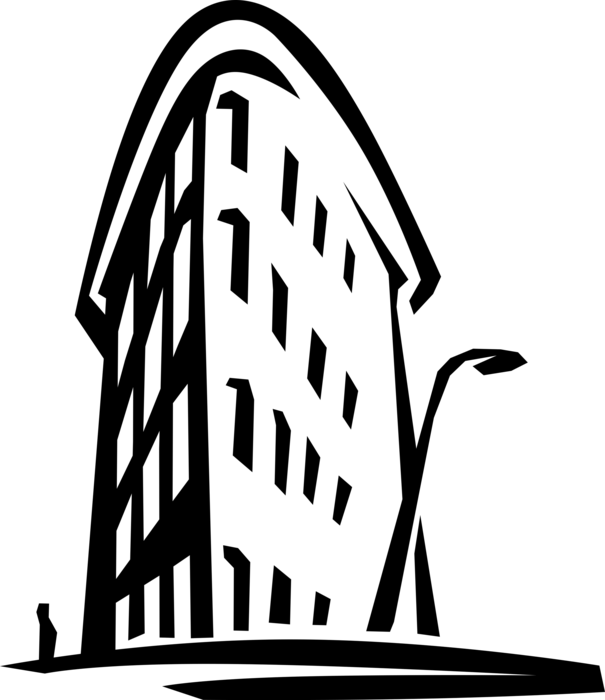 Vector Illustration Of Flatiron Building Ground-breaking - Real Estate (605x700)