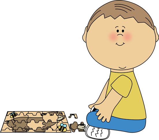 Boy Putting Puzzle Together - Boy Puzzle Clipart (550x484)