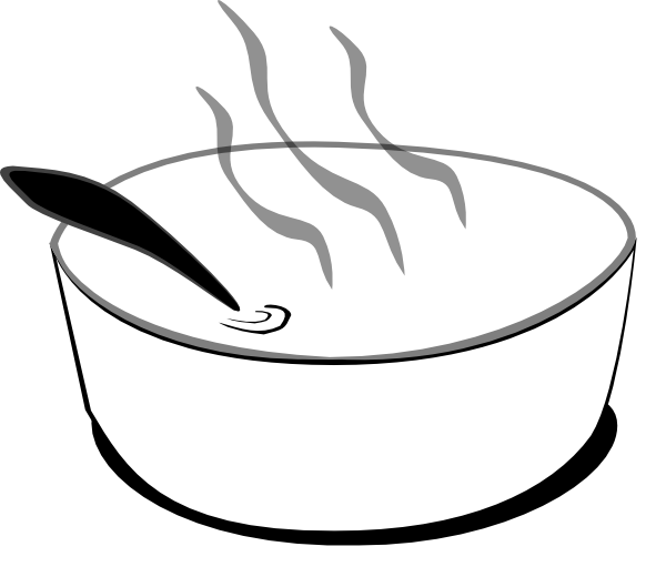 Hot Bowl Of Soup Clipart - Hot Soup Black And White (600x529)