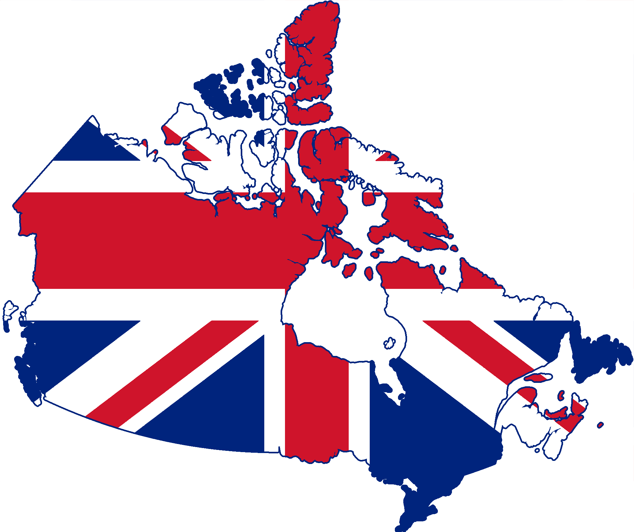 Flag Map Of Canada - United Kingdom Flag Map (2020x1698)