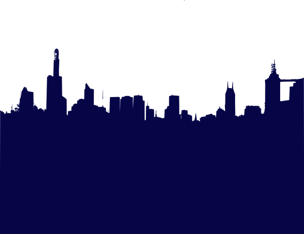 Darker Blue City Clip Art At Clker - City At Night Clip Art (600x463)