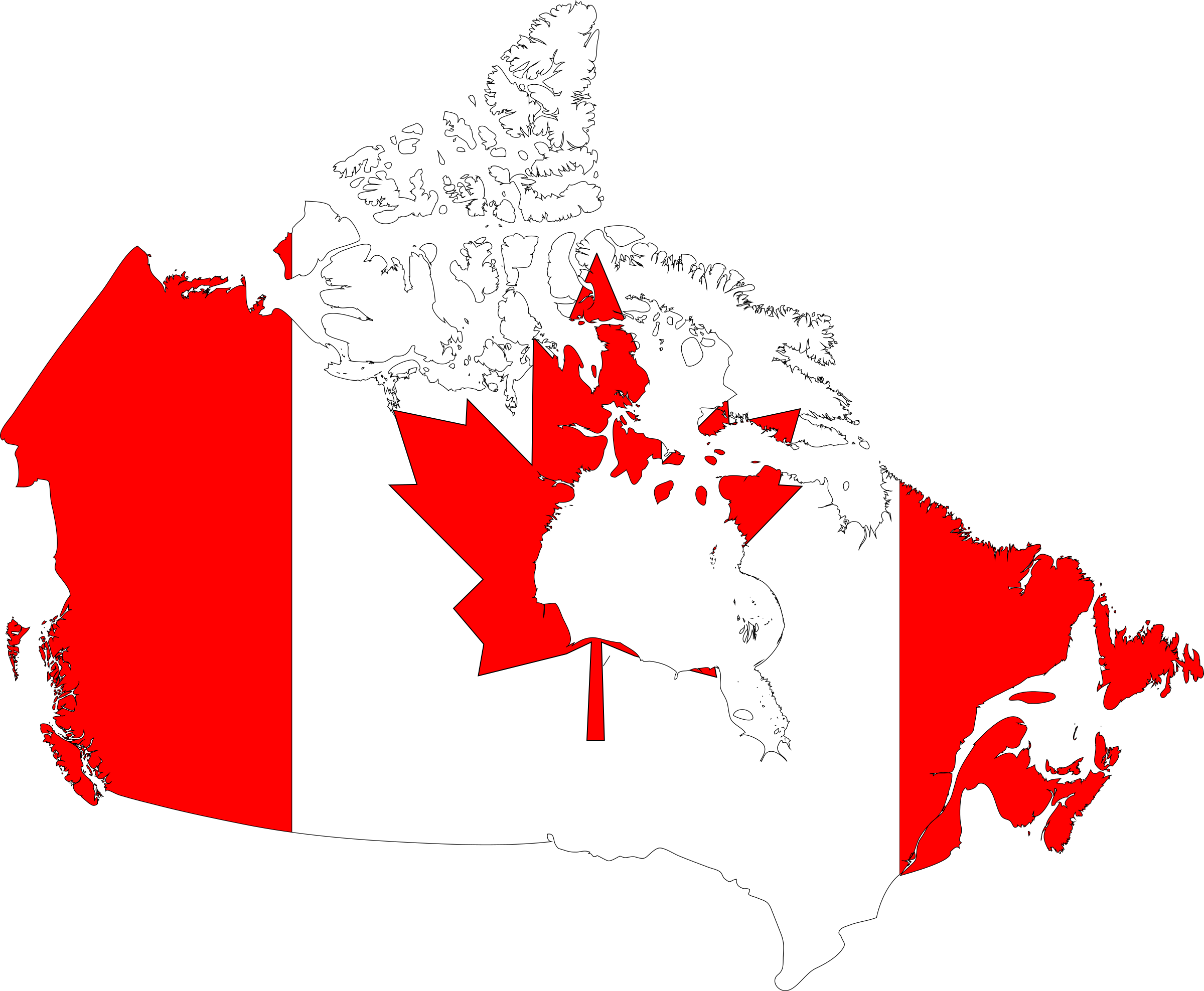 Clipart Canada Map Flag Within Big Of - Canada Flag And Map Throw Blanket (2400x1976)