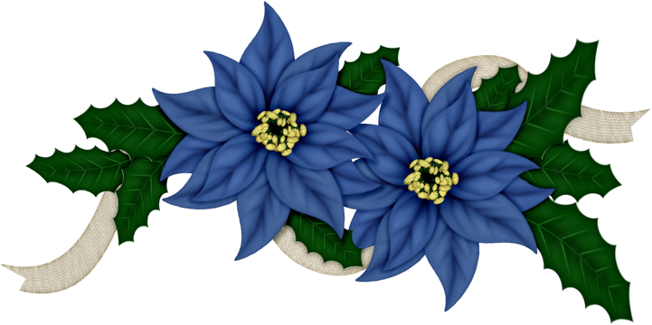 Flowers Of Christmas In Blue Clip Art - Clipart Navideños Azul Png (762x404)
