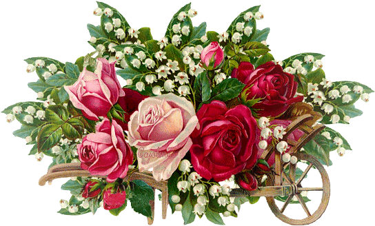 Rose And Lilly Of Valley Cart - Sunday Good Mrng Gif (572x374)