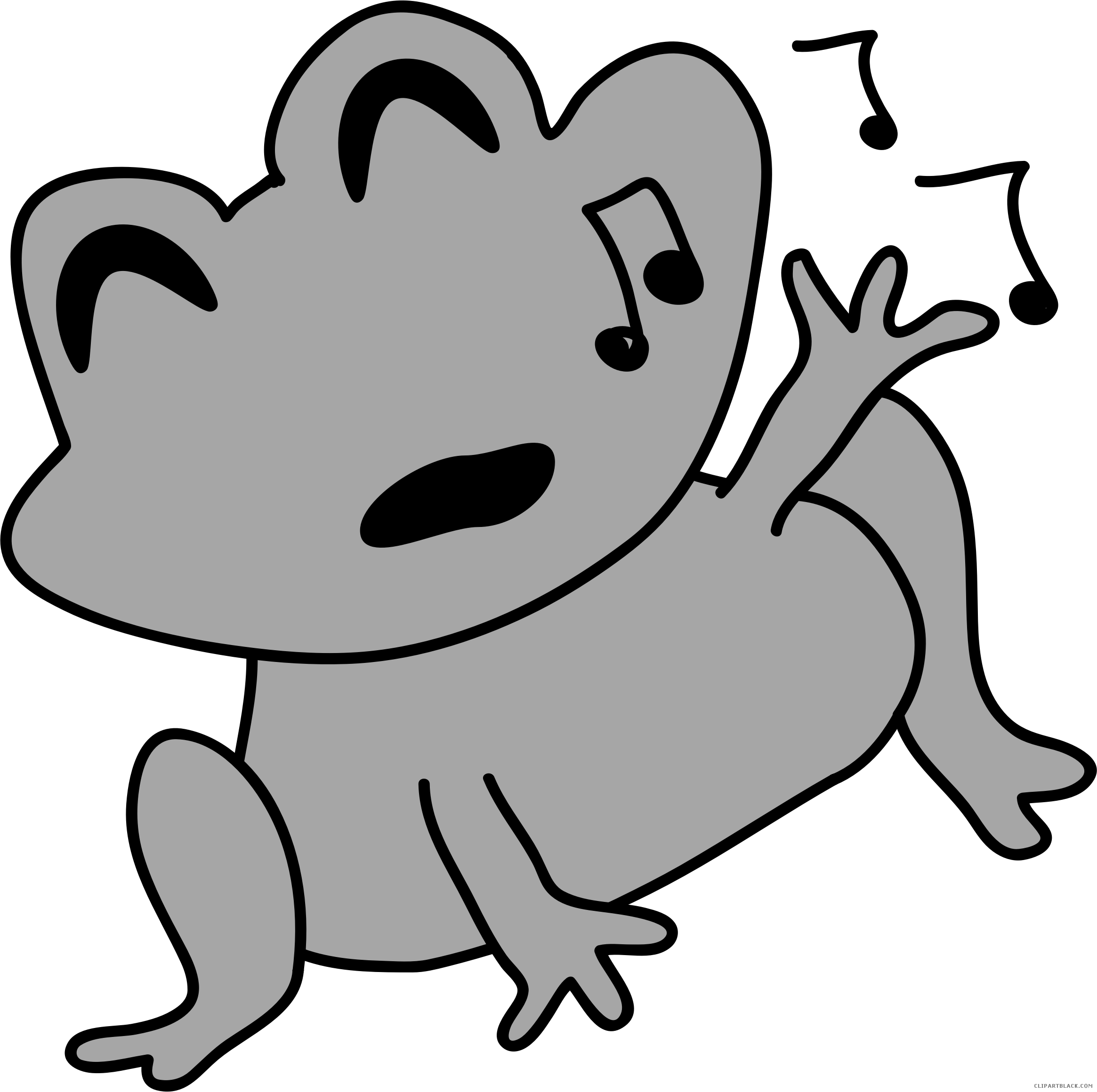 Grayscale Frog Animal Free Black White Clipart Images - Funny Icons (2330x2321)