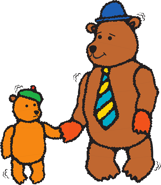 Tie, Bear, Hats, Art, Father, Walking, Together - 3drose Best Dad Bears - Fathers Day - Cute Art, Iron (891x1024)