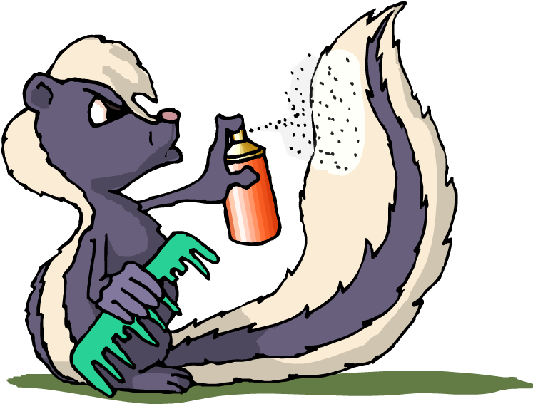 From Clipart - Com - Stinky Skunk Using Deodorant Messenger Bag (750x581)