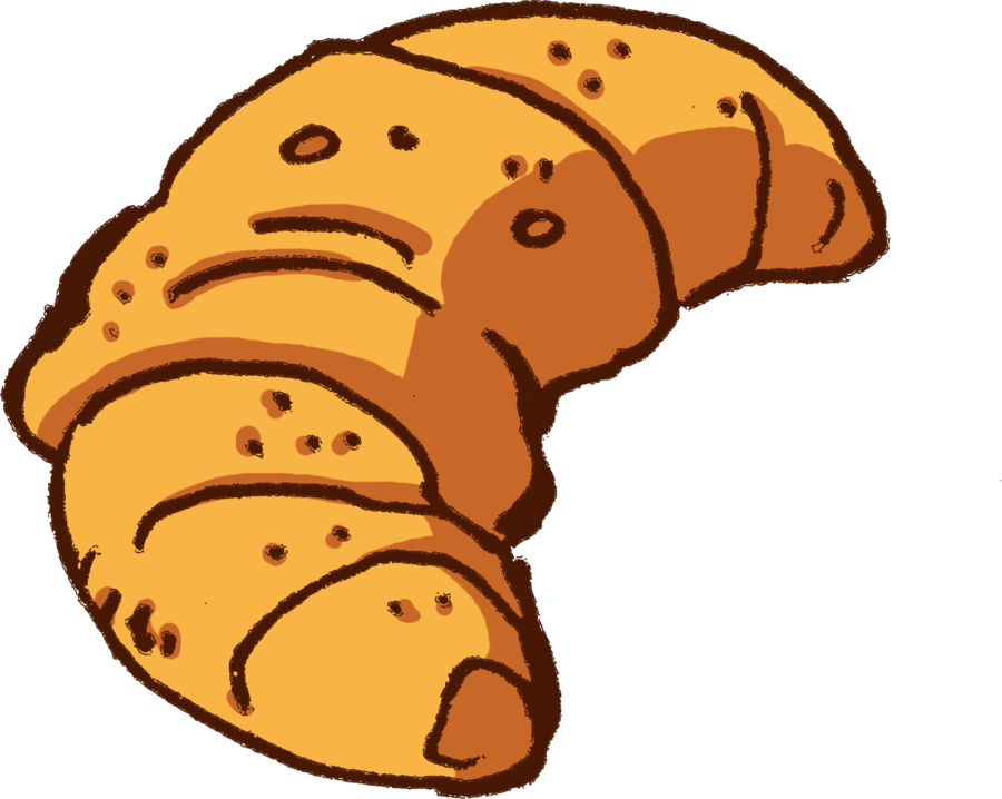 Croissant By Oclero On Clipart Library - Cartoon Croissant Transparent Background (900x718)