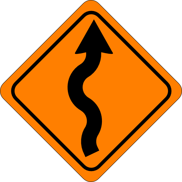 Curvy Road Sign Clip Art At Clker - Orange Traffic Signs Png (600x600)
