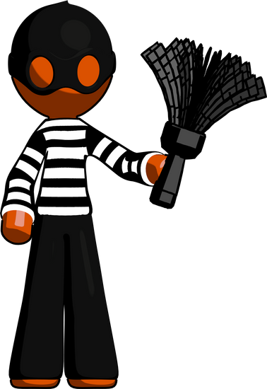 Thief Man Holding Feather Duster - Feather Duster (378x550)