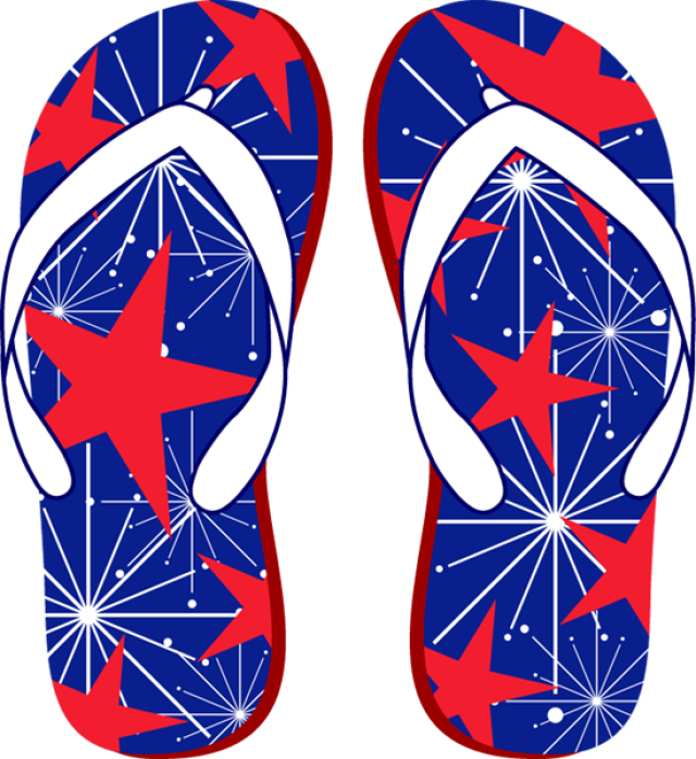 Grab This Free Clip Art And Celebrate This 4th Of July - Cute Flip Flop Clipart Transparent Background (640x698)