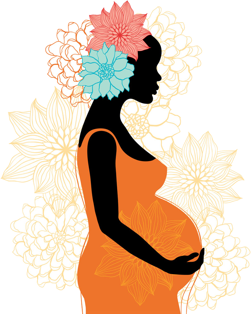 Pregnancy Silhouette Woman Clip Art - Black Pregnant Woman Silhouette (1000x1000)