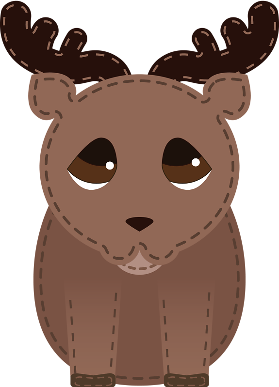 Transparent Background Deer With Stitches - Cartoon (575x799)