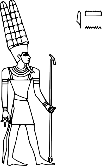 Outline, Egypt, God, Ancient - Amun Egyptian God In Black And White (392x640)