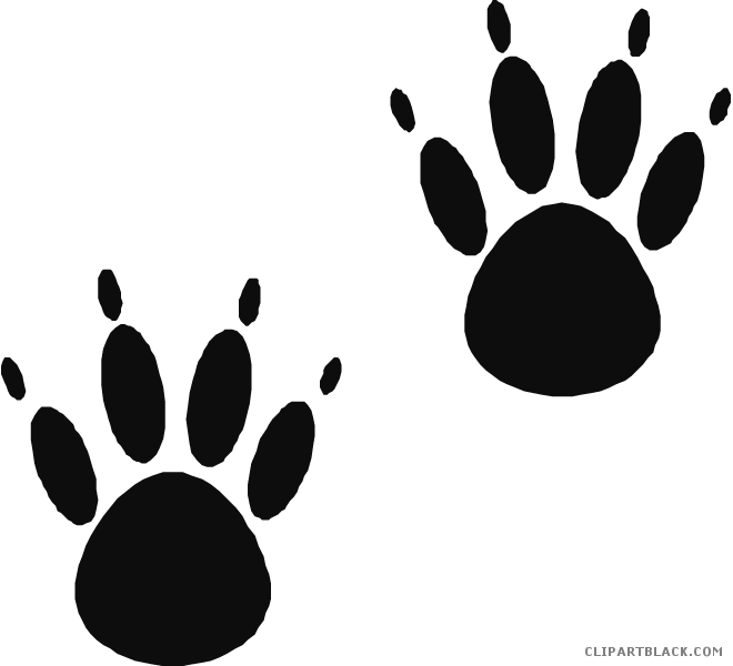Bear Paw Print Animal Free Black White Clipart Images - Paw Prints (660x600)