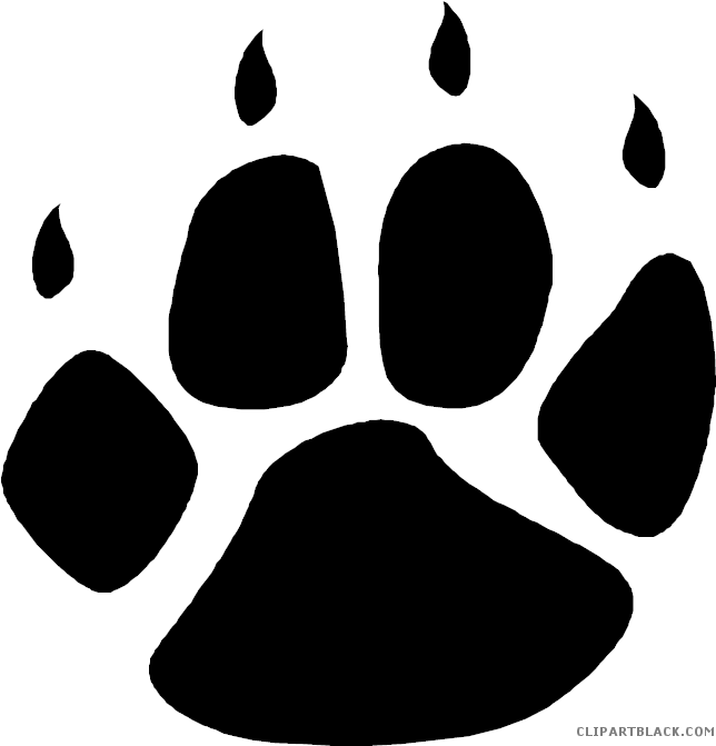 Bear Paw Print Animal Free Black White Clipart Images - Wolf Paw Print Transparent (660x670)