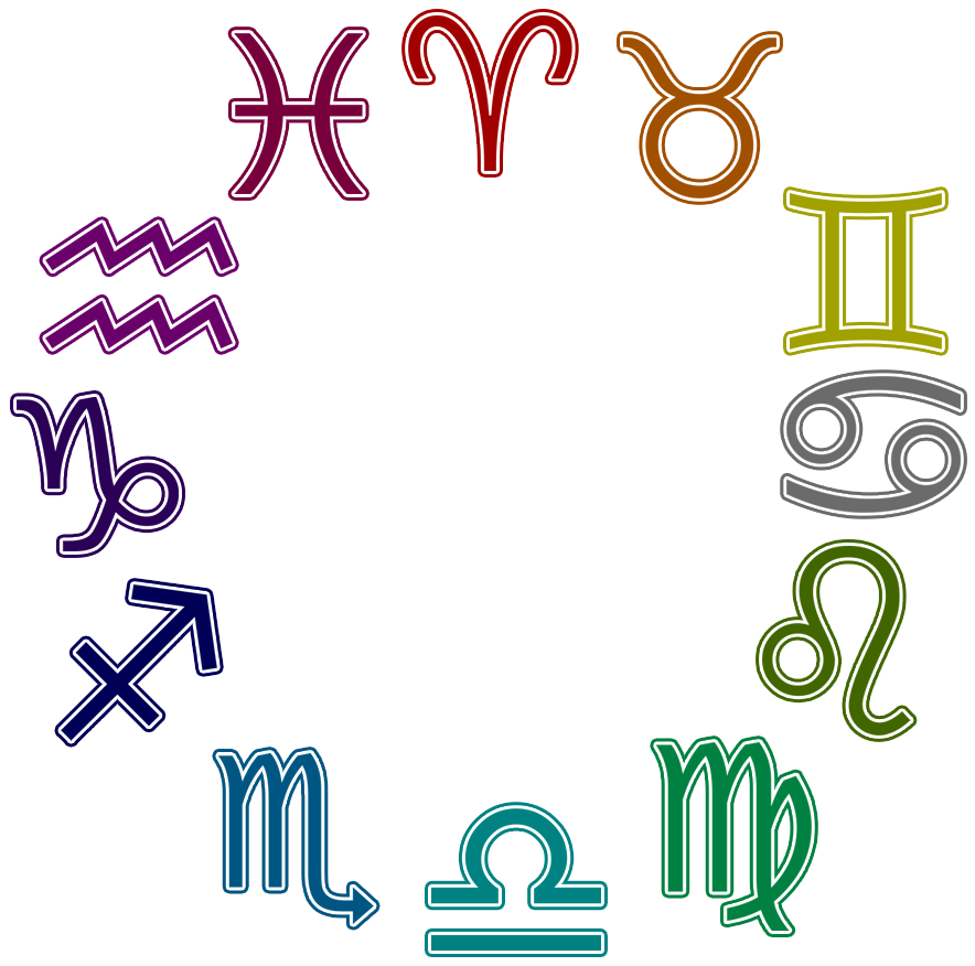 Zodiac Symbols Pictures Free Download Clip Art Free - Zodiac Symbols And Colors (894x894)