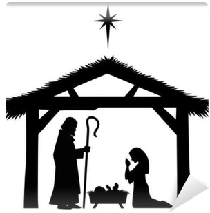 Mary, Joseph And Jesus Silhouette Wall Mural • Pixers® - Illustration (400x400)