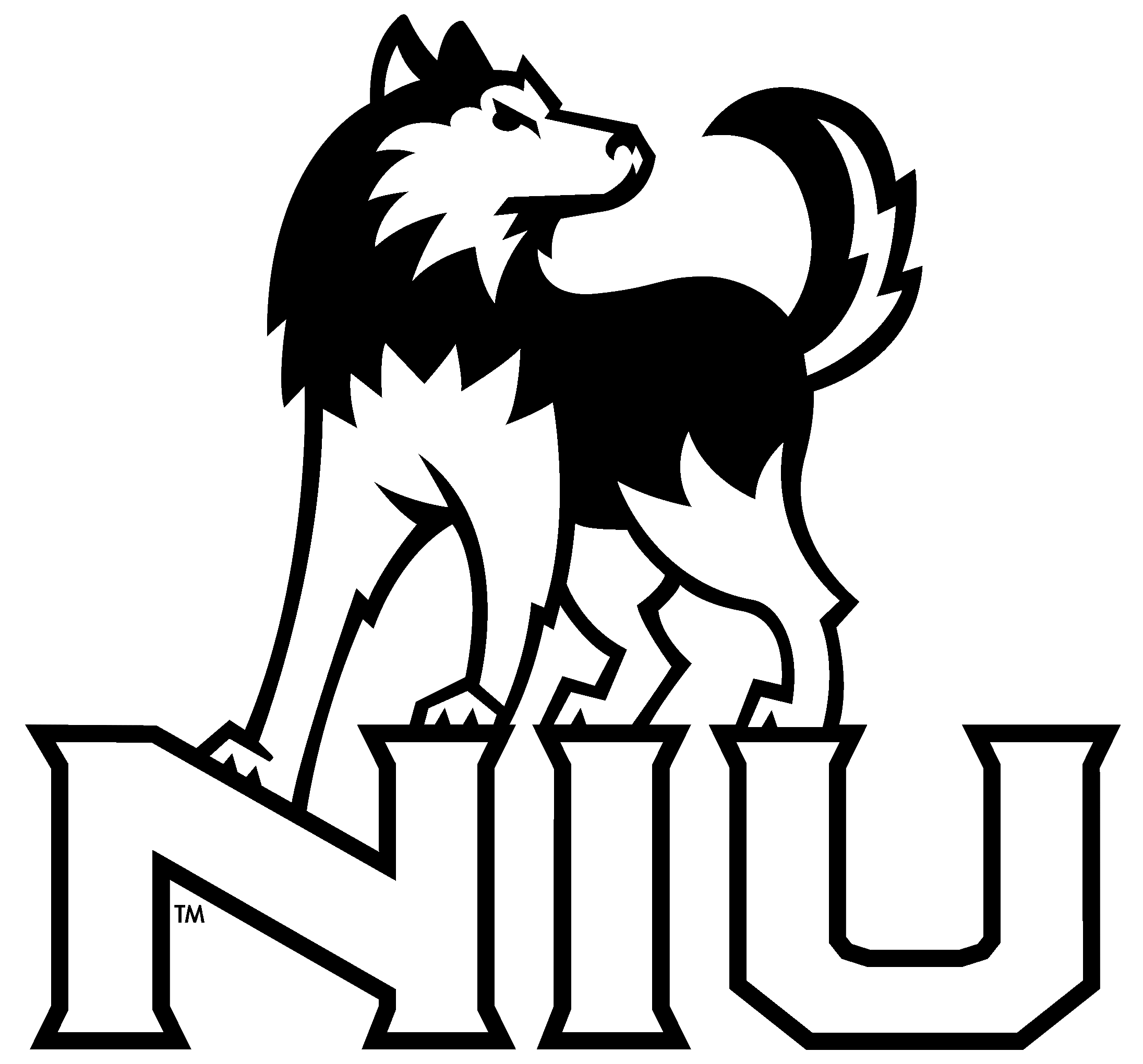 Niu Huskies Logo Black And White - Black And White Sports Logo (2400x2400)