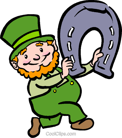 Patricks Day Vector Clipart Of A Leprechaun With A - Leprechaun With Horse (424x480)