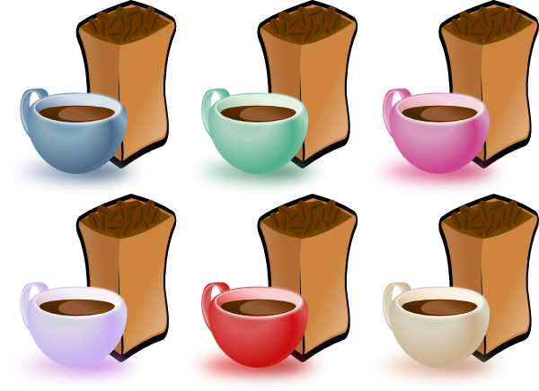 Coffee Cups And Bean Clip Art - Coffee Beans Clip Art (600x436)
