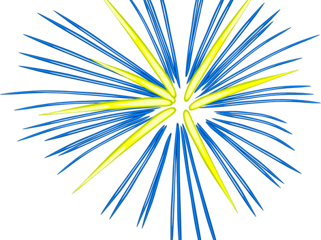 Fireworks Clipart Png Format - Blue And Yellow Fireworks (640x480)