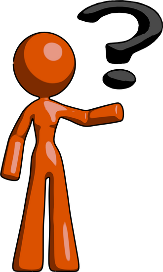 Orange Design Mascot Woman Holding Question Mark - Question Mark (330x550)