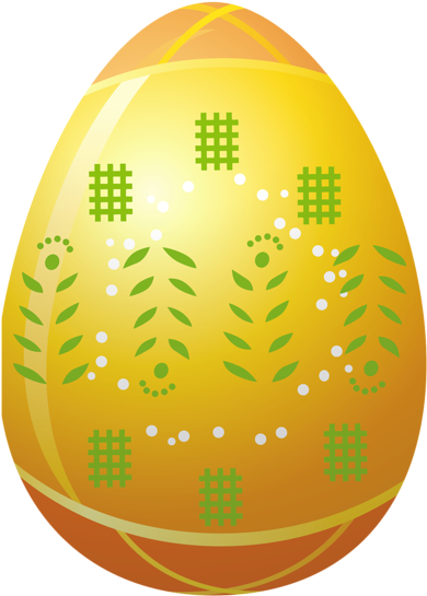 Easter Yellow Egg With Decoration Png Clipart Picture - Soccer Ball (437x600)