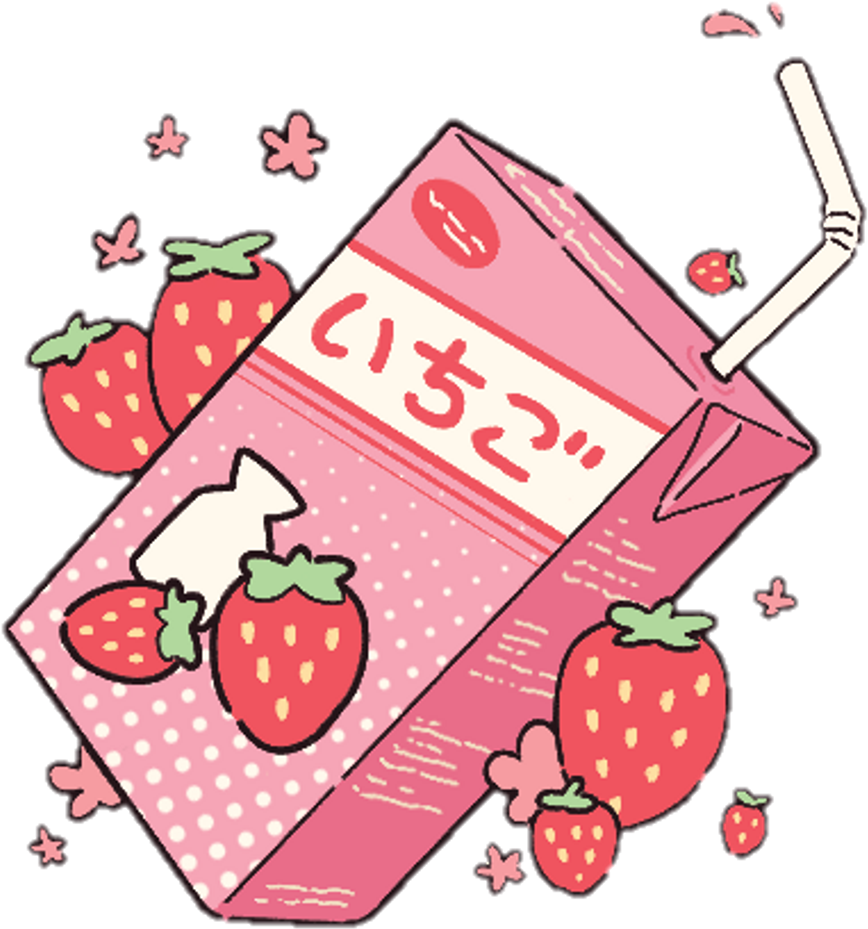 Aesthetic Kawaii Milk Strawberry Pastel Pink - Strawberries And Cigarettes (1024x1024)