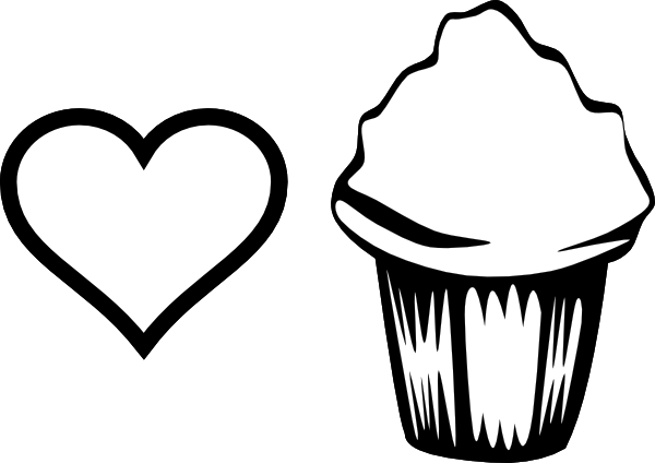 Heart Cupcake Image Clip Art At Clker - Cupcake Con Corazon Para Colorear (600x424)
