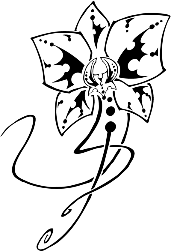 Orchid Tribal Image - Tribal Orchid Tattoo Designs (600x885)