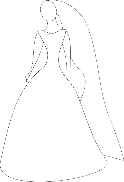 Wedding Dress Outline - Bride Silhouette Clip Art (434x640)