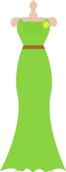 Bridesmaid Dress Clipart - Clipart Prom Dress Green (228x593)
