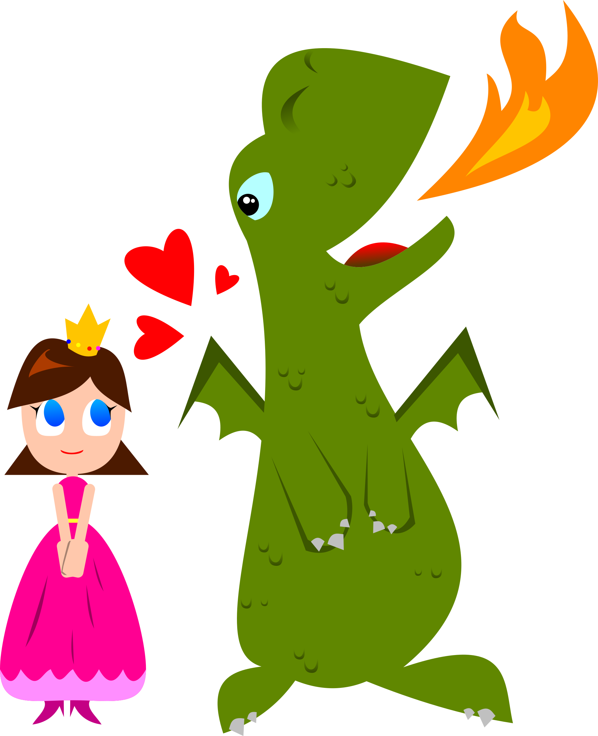 Free To Use & Public Domain People Clip Art - Cute Dragon And Princess (1951x2400)