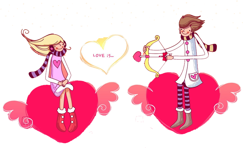 Valentines Day Cupid Couple - Valentines Day Cupid Couple (850x531)