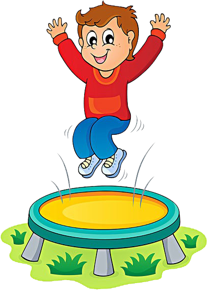 Jumping Royalty-free Clip Art - Boy Jumping On Trampoline Clipart (439x600)