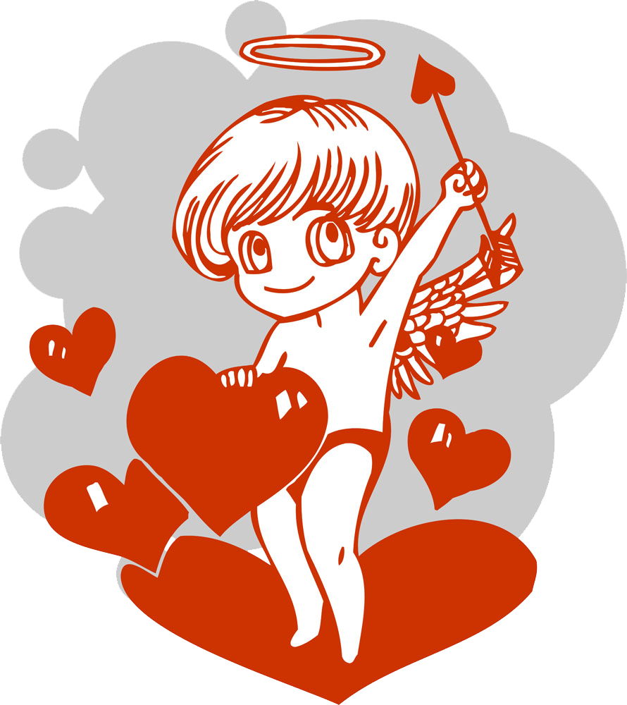 Cupid Valentines Day Illustration - Cupid Valentines Day Illustration (890x1000)
