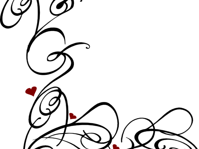 Decorative Line Black Clipart Swirl - Heart Swirls (640x480)